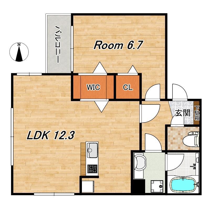 D-ROOM桂西口(1LDK/2階)の間取り写真