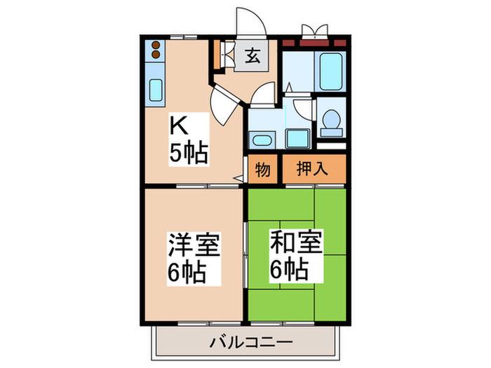 ファーミール宮崎台(2K/2階)の間取り写真