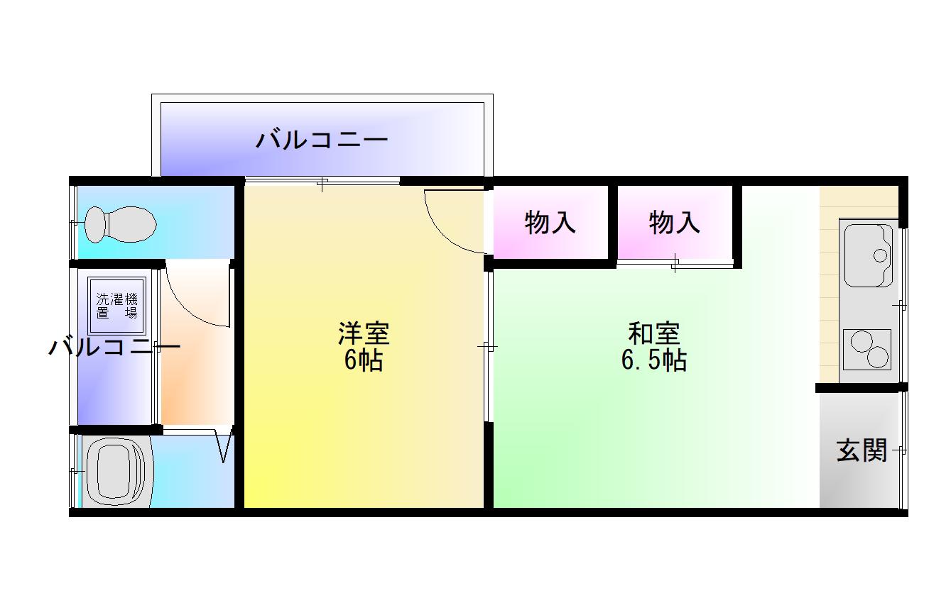 石田文化(2K/2階)の間取り写真