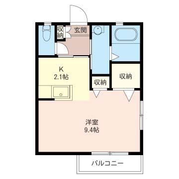JR川越線 日進駅(埼玉) 徒歩4分 2階建 築22年(1K/2階)の間取り写真