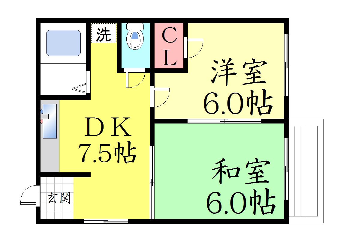 ルーク六甲南(2DK/2階)の間取り写真