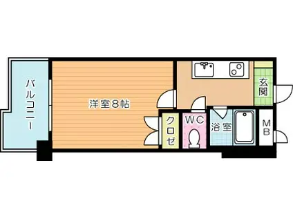 ウィルステージ古船場(1K/11階)の間取り写真