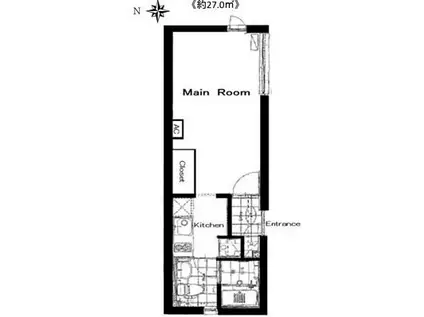 カーサ麻布ANNEX(ワンルーム/4階)の間取り写真