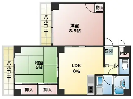 サンハイツ(2LDK/1階)の間取り写真