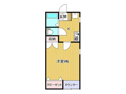 マウントヴィラ(1K/1階)の間取り写真