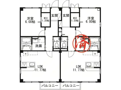 ARENA新都心越川(1LDK/3階)の間取り写真