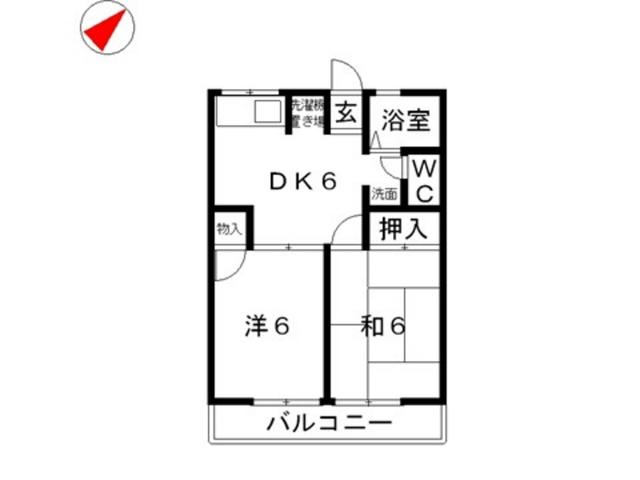 ファミーユ新幸楽(2DK/1階)の間取り写真