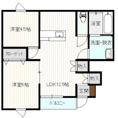 アヴニール向中野I(2LDK/1階)の間取り写真
