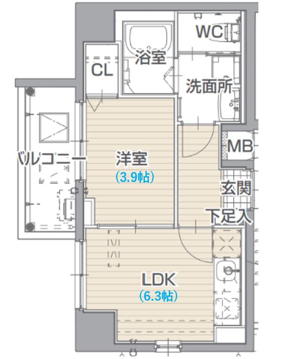 LIVES RESIDENCE SAKO(1LDK/4階)の間取り写真