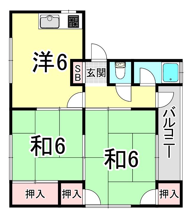 大塚マンション(2DK/4階)の間取り写真