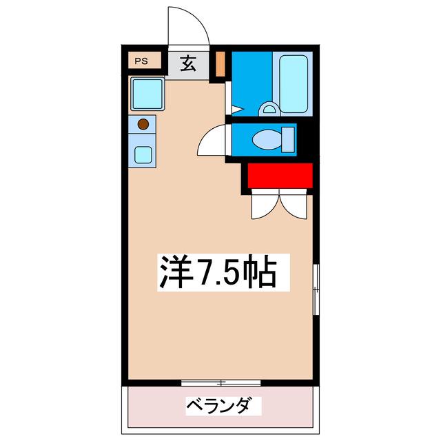 アクアヒル(ワンルーム/2階)の間取り写真