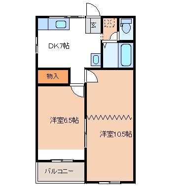 NSハイツII(2DK/2階)の間取り写真