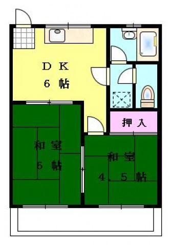 ハアラン矢坂(2DK/2階)の間取り写真