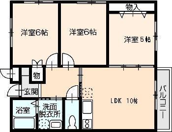 サンライトマンション(3LDK/2階)の間取り写真