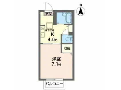 シャトルサンフジ(1K/1階)の間取り写真