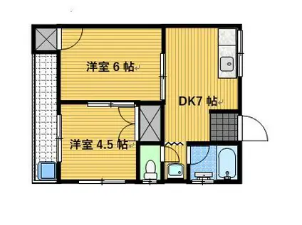 ノインヒル・カネガエ(2DK/3階)の間取り写真