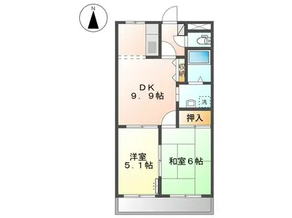 ピュアサキカ(2DK/1階)の間取り写真