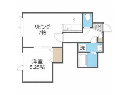 ライフステージ本通(1LDK/1階)の間取り写真