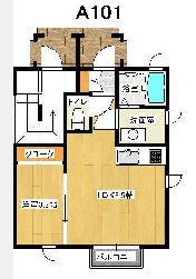 タウンコートA棟(1LDK/2階)の間取り写真