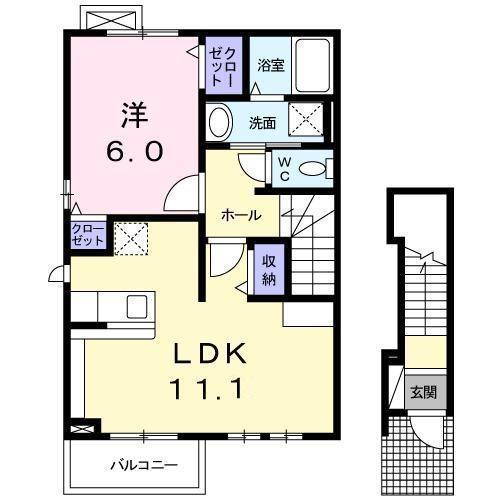 エアリースクエア(1LDK/2階)の間取り写真