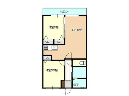 PRENDRE小川 II(2LDK/1階)の間取り写真