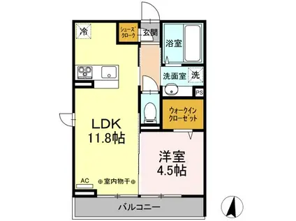 ラ・コリーヌさくら(1LDK/3階)の間取り写真