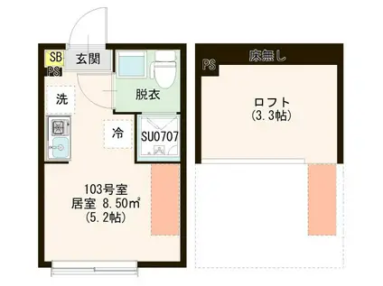 HALEOLI AOTO(ワンルーム/1階)の間取り写真