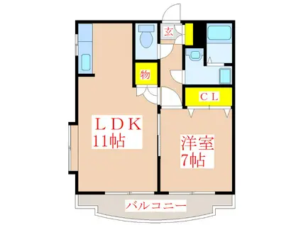 ウィングヒロセ(1LDK/2階)の間取り写真