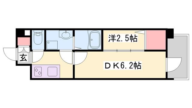 アルティザ姫路(1DK/10階)の間取り写真