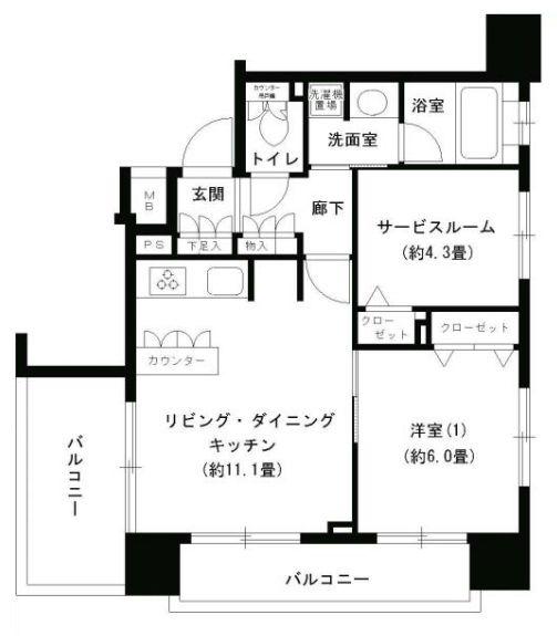 PARK CUBE浅草田原町(2LDK/9階)の間取り写真
