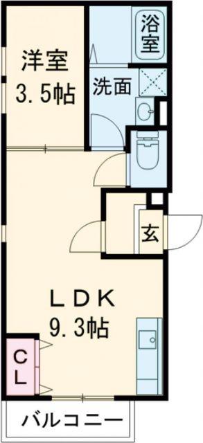CLOVER津福(1LDK/2階)の間取り写真