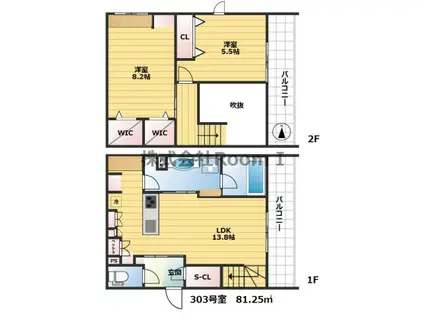 & FUMINOSATO・旭化成ヘーベ(2LDK/3階)の間取り写真