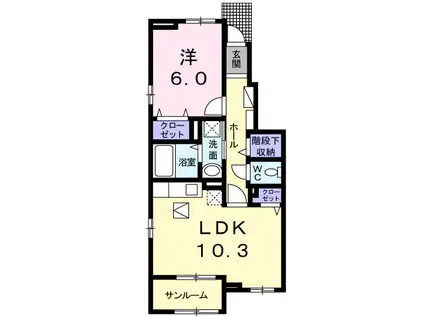 第7レジデンス朝日 A(1LDK/1階)の間取り写真