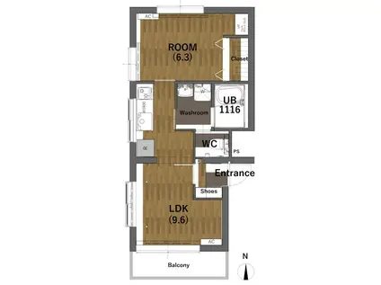 榎戸マンション(1LDK/1階)の間取り写真
