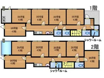 クロスホーム西大泉III(ワンルーム/2階)の間取り写真
