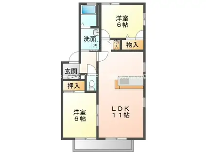 フォレストタウンC(2LDK/1階)の間取り写真