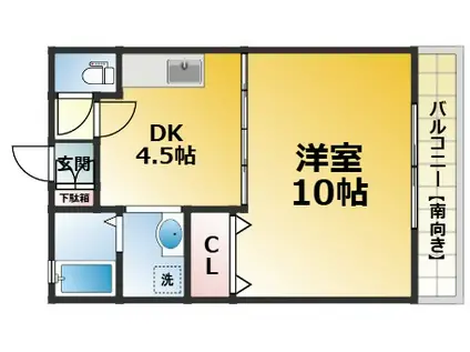 パールハイツ津田沼(1DK/1階)の間取り写真