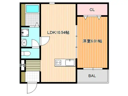 エフスタイル柏原上市(1LDK/1階)の間取り写真