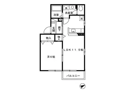 コゥジーコートKTMS.AB(1LDK/2階)の間取り写真