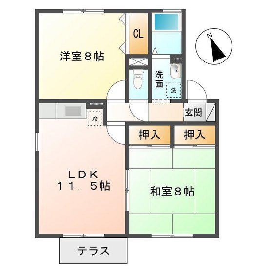 サンガーデン南四日市C(2LDK/1階)の間取り写真