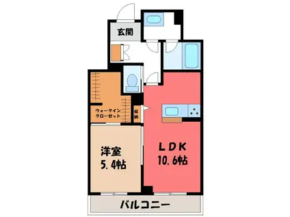 フォレストヴィラII(1LDK/2階)の間取り写真