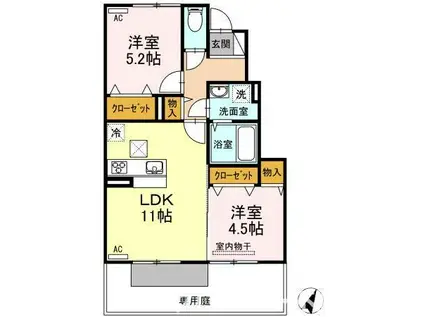 シャンゼリーゼ(2LDK/1階)の間取り写真