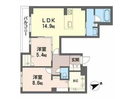 VIDA FELIZ祇園(2LDK/3階)の間取り写真