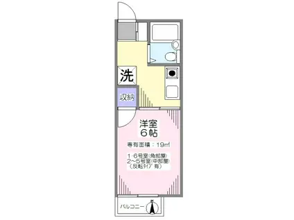 フルート佳苑II(1K/2階)の間取り写真