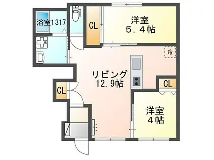 フォンテーヌ358(2LDK/1階)の間取り写真