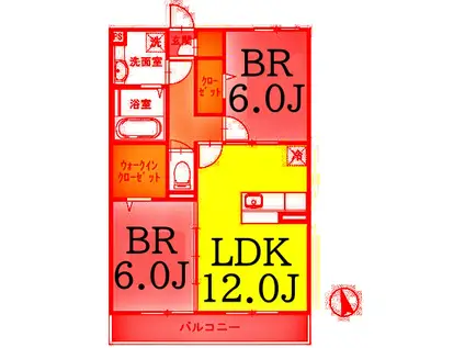 ヴェールテラス(2LDK/2階)の間取り写真