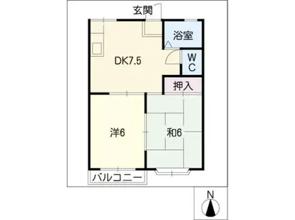 ドエル鳴子(2DK/1階)の間取り写真