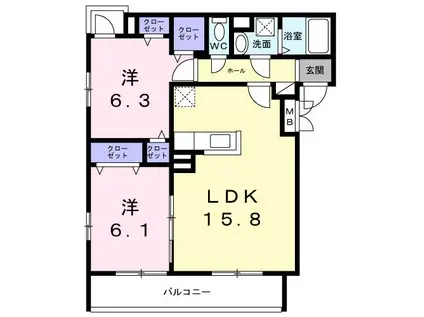 フォルトゥーナ(2LDK/3階)の間取り写真