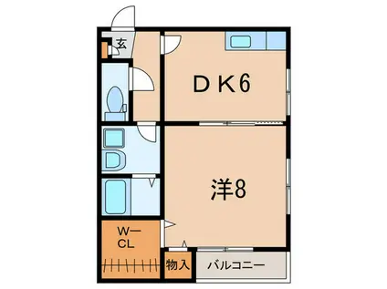 ヘリテージ学文殿(1DK/1階)の間取り写真