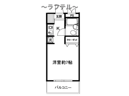 ドミトリー三笠(ワンルーム/2階)の間取り写真